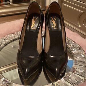 YSL pumps with wooden heel